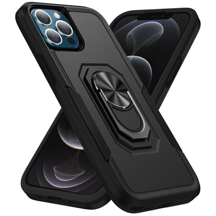 Pioneer Armor Heavy Duty PC + TPU Shockproof Case with Holder For iPhone 13 Pro Max(Black)-garmade.com