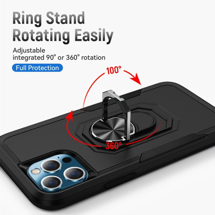 Pioneer Armor Heavy Duty PC + TPU Shockproof Case with Holder For iPhone 13 Pro Max(Black)-garmade.com