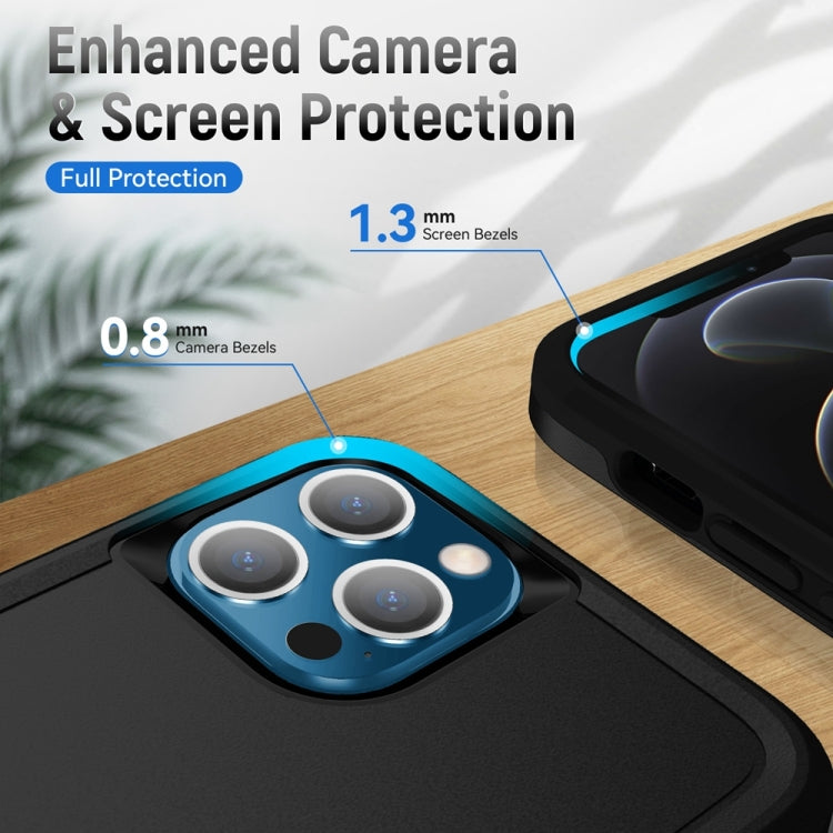 Pioneer Armor Heavy Duty PC + TPU Shockproof Case with Holder For iPhone 13 Pro Max(Black)-garmade.com