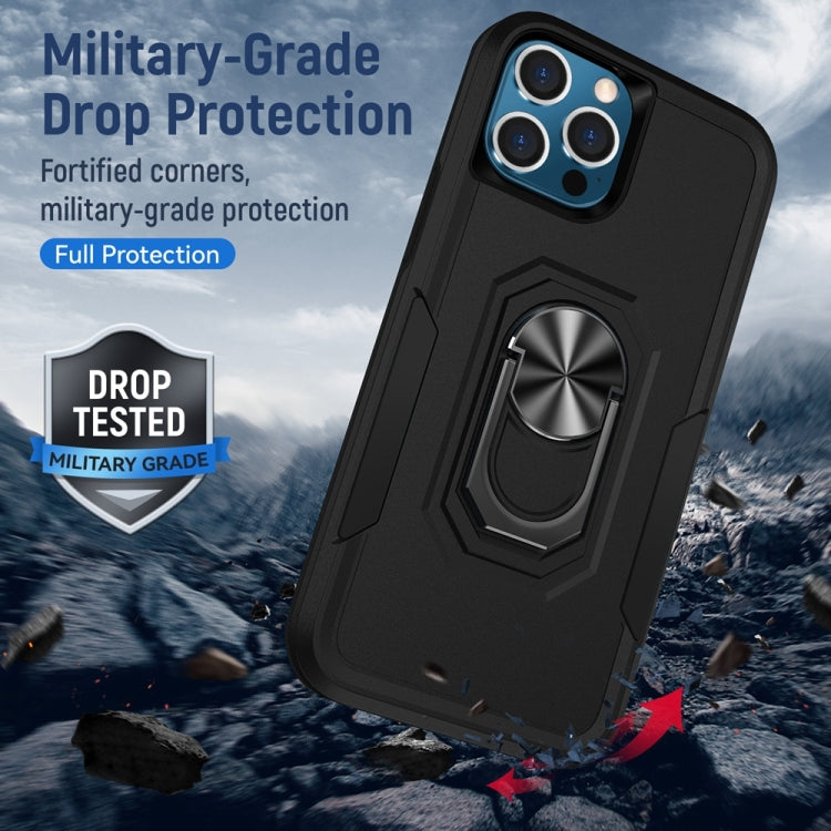 Pioneer Armor Heavy Duty PC + TPU Shockproof Case with Holder For iPhone 13 Pro Max(Black)-garmade.com
