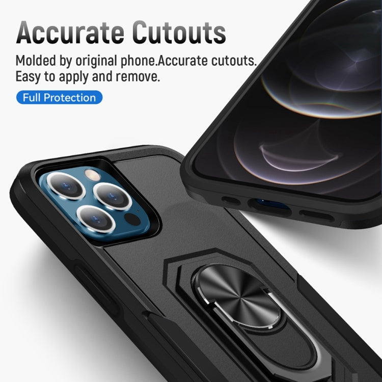 Pioneer Armor Heavy Duty PC + TPU Shockproof Case with Holder For iPhone 13 Pro Max(Black)-garmade.com