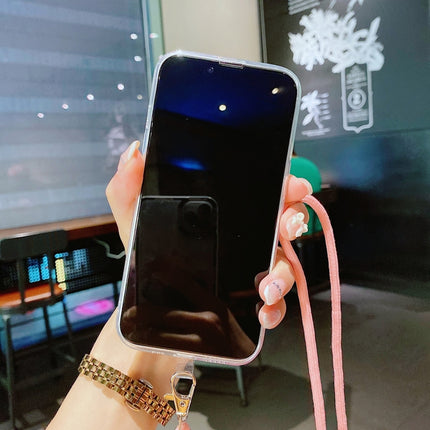 Hollow Marble Pattern TPU Precise Hole Protective Case with Neck Strap Rope For iPhone 13 mini(Grey)-garmade.com