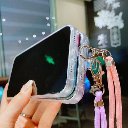 Hollow Marble Pattern TPU Precise Hole Protective Case with Neck Strap Rope For iPhone 13 mini(Grey)-garmade.com