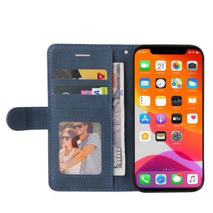 Dual-color Splicing Horizontal Flip PU Leather Case with Holder & Card Slots & Wallet For iPhone 13 Pro Max(Blue)-garmade.com