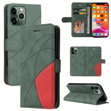 Dual-color Splicing Horizontal Flip PU Leather Case with Holder & Card Slots & Wallet For iPhone 13 Pro Max(Green)-garmade.com