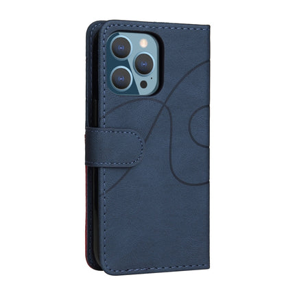 Dual-color Splicing Horizontal Flip PU Leather Case with Holder & Card Slots & Wallet For iPhone 13 Pro(Blue)-garmade.com