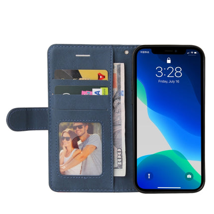 Dual-color Splicing Horizontal Flip PU Leather Case with Holder & Card Slots & Wallet For iPhone 13 Pro(Blue)-garmade.com