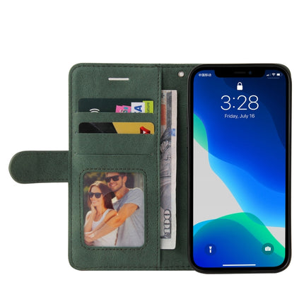 Dual-color Splicing Horizontal Flip PU Leather Case with Holder & Card Slots & Wallet For iPhone 13 Pro(Green)-garmade.com