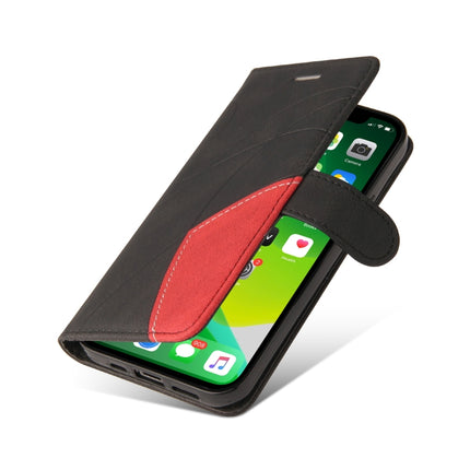 Dual-color Splicing Horizontal Flip PU Leather Case with Holder & Card Slots & Wallet For iPhone 13(Black)-garmade.com