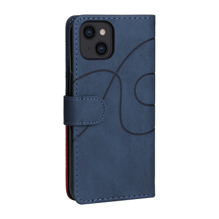 Dual-color Splicing Horizontal Flip PU Leather Case with Holder & Card Slots & Wallet For iPhone 13(Blue)-garmade.com