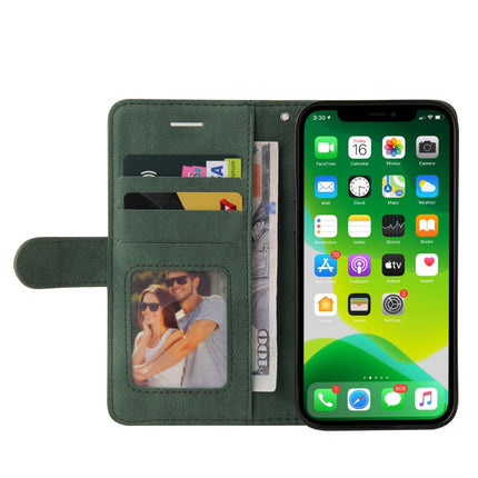Dual-color Splicing Horizontal Flip PU Leather Case with Holder & Card Slots & Wallet For iPhone 13(Green)-garmade.com