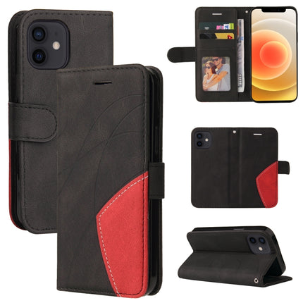 Dual-color Splicing Horizontal Flip PU Leather Case with Holder & Card Slots & Wallet For iPhone 13 mini(Black)-garmade.com