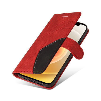 Dual-color Splicing Horizontal Flip PU Leather Case with Holder & Card Slots & Wallet For iPhone 13 mini(Red)-garmade.com