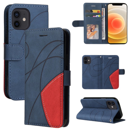 Dual-color Splicing Horizontal Flip PU Leather Case with Holder & Card Slots & Wallet For iPhone 13 mini(Blue)-garmade.com