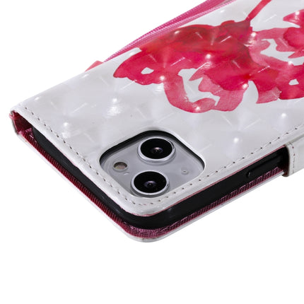 3D Painted Pattern Horizontal Flip Leather Case with Holder & Card Slots & Wallet For iPhone 13(Red Rose)-garmade.com