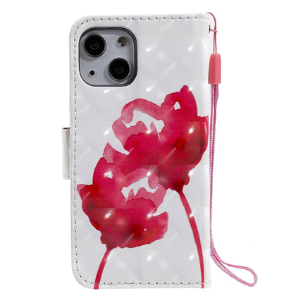 3D Painted Pattern Horizontal Flip Leather Case with Holder & Card Slots & Wallet For iPhone 13 Mini(Red Rose)-garmade.com