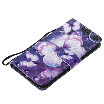 3D Painted Pattern Horizontal Flip Leather Case with Holder & Card Slots & Wallet For iPhone 13 Pro(Purple Butterfly)-garmade.com