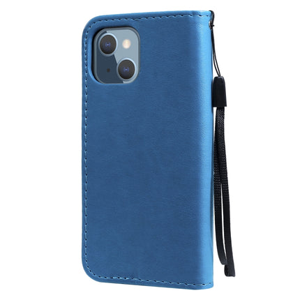 Cat Bee Embossing Pattern Shockproof Horizontal Flip Leather Case with Holder & Card Slots & Wallet For iPhone 13 mini(Blue)-garmade.com