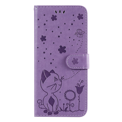 Cat Bee Embossing Pattern Shockproof Horizontal Flip Leather Case with Holder & Card Slots & Wallet For iPhone 13 mini(Purple)-garmade.com