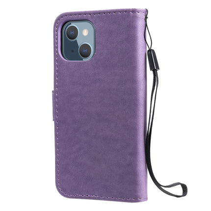 Cat Bee Embossing Pattern Shockproof Horizontal Flip Leather Case with Holder & Card Slots & Wallet For iPhone 13 mini(Purple)-garmade.com