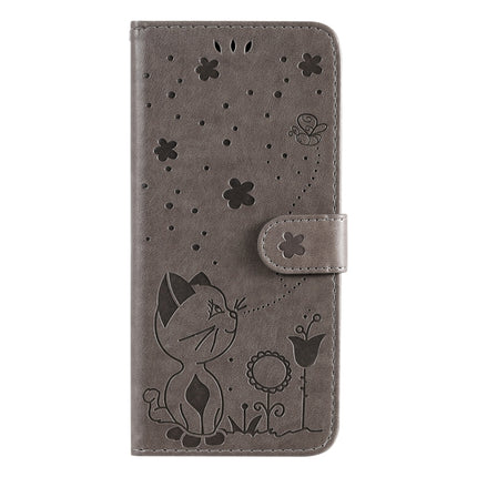 Cat Bee Embossing Pattern Shockproof Horizontal Flip Leather Case with Holder & Card Slots & Wallet For iPhone 13 mini(Grey)-garmade.com