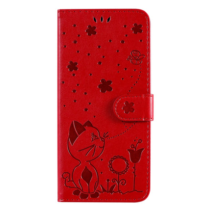 Cat Bee Embossing Pattern Shockproof Horizontal Flip Leather Case with Holder & Card Slots & Wallet For iPhone 13 mini(Red)-garmade.com