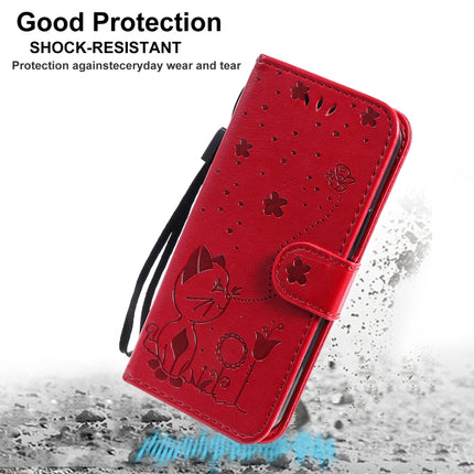 Cat Bee Embossing Pattern Shockproof Horizontal Flip Leather Case with Holder & Card Slots & Wallet For iPhone 13 mini(Red)-garmade.com