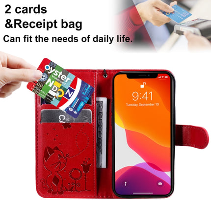 Cat Bee Embossing Pattern Shockproof Horizontal Flip Leather Case with Holder & Card Slots & Wallet For iPhone 13 mini(Red)-garmade.com