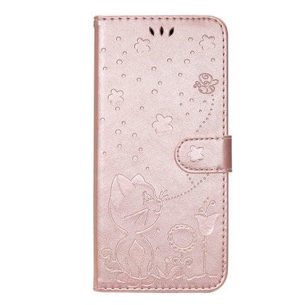 Cat Bee Embossing Pattern Shockproof Horizontal Flip Leather Case with Holder & Card Slots & Wallet For iPhone 13 mini(Rose Gold)-garmade.com