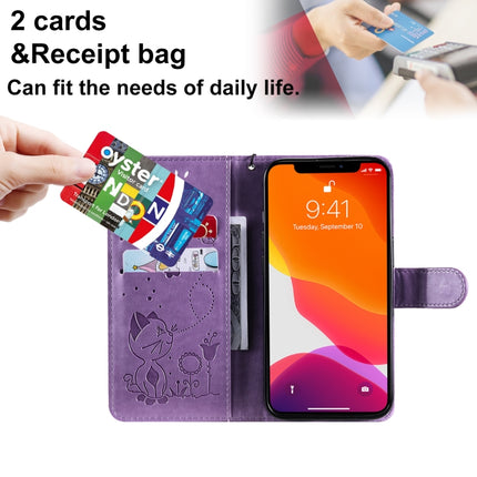Cat Bee Embossing Pattern Shockproof Horizontal Flip Leather Case with Holder & Card Slots & Wallet For iPhone 13(Purple)-garmade.com