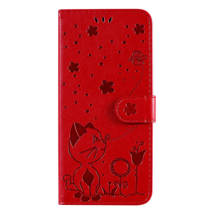 Cat Bee Embossing Pattern Shockproof Horizontal Flip Leather Case with Holder & Card Slots & Wallet For iPhone 13(Red)-garmade.com