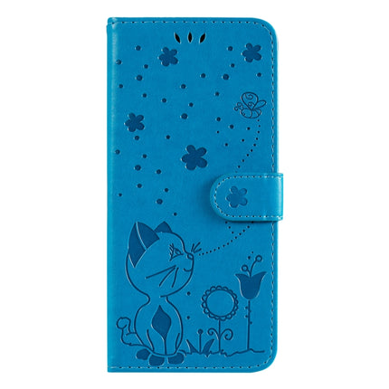 Cat Bee Embossing Pattern Shockproof Horizontal Flip Leather Case with Holder & Card Slots & Wallet For iPhone 13 Pro(Blue)-garmade.com