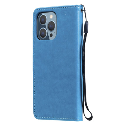 Cat Bee Embossing Pattern Shockproof Horizontal Flip Leather Case with Holder & Card Slots & Wallet For iPhone 13 Pro(Blue)-garmade.com