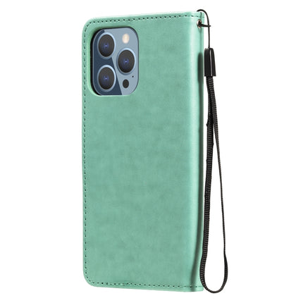 Cat Bee Embossing Pattern Shockproof Horizontal Flip Leather Case with Holder & Card Slots & Wallet For iPhone 13 Pro(Green)-garmade.com