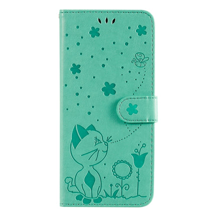 Cat Bee Embossing Pattern Shockproof Horizontal Flip Leather Case with Holder & Card Slots & Wallet For iPhone 13 Pro Max(Green)-garmade.com