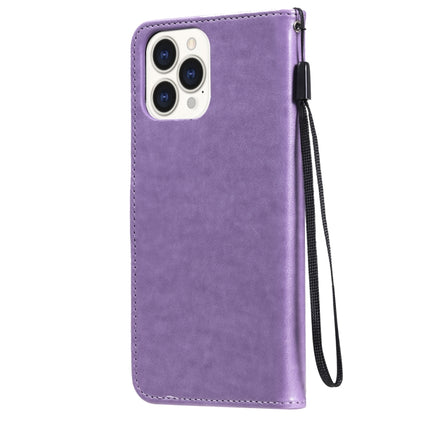 Cat Bee Embossing Pattern Shockproof Horizontal Flip Leather Case with Holder & Card Slots & Wallet For iPhone 13 Pro Max(Purple)-garmade.com