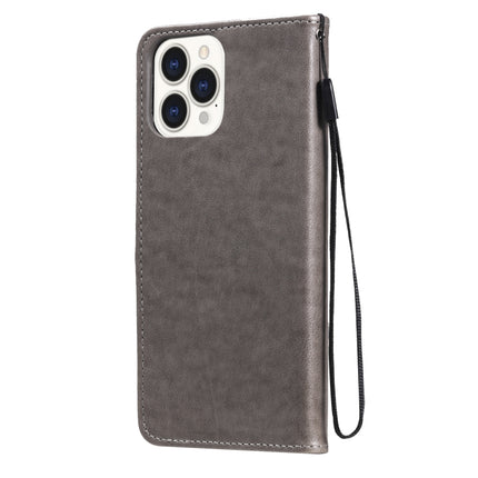 Cat Bee Embossing Pattern Shockproof Horizontal Flip Leather Case with Holder & Card Slots & Wallet For iPhone 13 Pro Max(Grey)-garmade.com