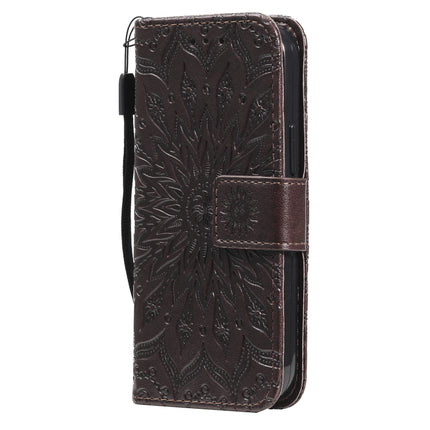 Pressed Printing Sunflower Pattern Horizontal Flip PU Leather Case Holder & Card Slots & Wallet & Lanyard For iPhone 13 mini(Brown)-garmade.com