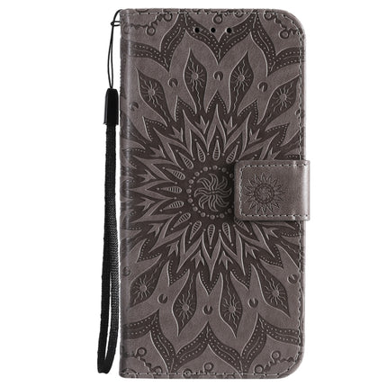 Pressed Printing Sunflower Pattern Horizontal Flip PU Leather Case Holder & Card Slots & Wallet & Lanyard For iPhone 13 mini(Grey)-garmade.com