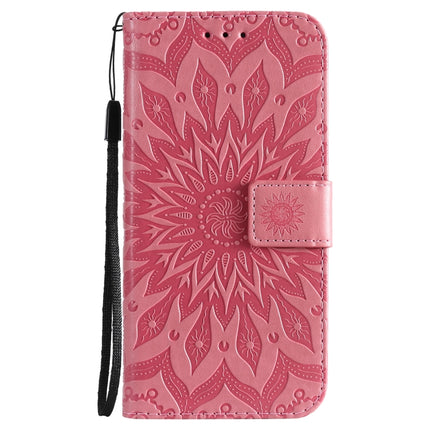 Pressed Printing Sunflower Pattern Horizontal Flip PU Leather Case Holder & Card Slots & Wallet & Lanyard For iPhone 13 mini(Pink)-garmade.com