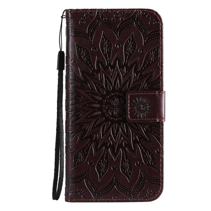 Pressed Printing Sunflower Pattern Horizontal Flip PU Leather Case Holder & Card Slots & Wallet & Lanyard For iPhone 13 Pro Max(Brown)-garmade.com