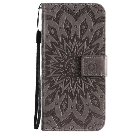 Pressed Printing Sunflower Pattern Horizontal Flip PU Leather Case Holder & Card Slots & Wallet & Lanyard For iPhone 13 Pro Max(Grey)-garmade.com