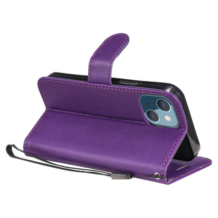 Pure Color Horizontal Flip Leather Case with Holder & Card Slots & Wallet & Lanyard For iPhone 13 mini(Purple)-garmade.com