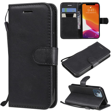 Pure Color Horizontal Flip Leather Case with Holder & Card Slots & Wallet & Lanyard For iPhone 13 mini(Black)-garmade.com