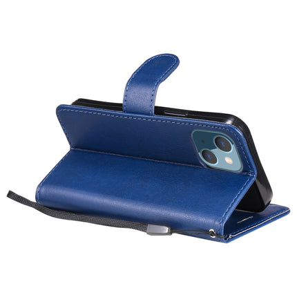 Pure Color Horizontal Flip Leather Case with Holder & Card Slots & Wallet & Lanyard For iPhone 13 mini(Blue)-garmade.com