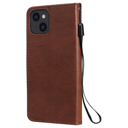Pure Color Horizontal Flip Leather Case with Holder & Card Slots & Wallet & Lanyard For iPhone 13(Brown)-garmade.com