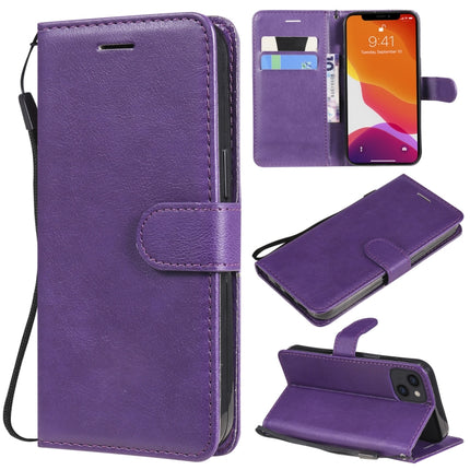 Pure Color Horizontal Flip Leather Case with Holder & Card Slots & Wallet & Lanyard For iPhone 13(Purple)-garmade.com