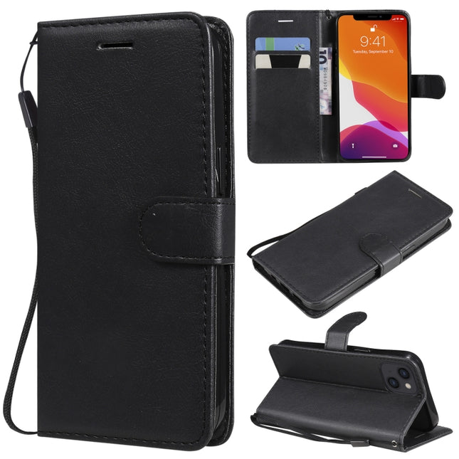 Pure Color Horizontal Flip Leather Case with Holder & Card Slots & Wallet & Lanyard For iPhone 13(Black)-garmade.com