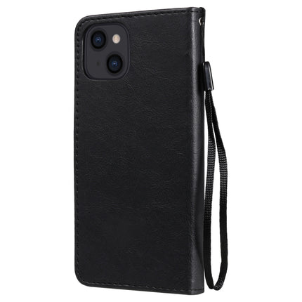 Pure Color Horizontal Flip Leather Case with Holder & Card Slots & Wallet & Lanyard For iPhone 13(Black)-garmade.com