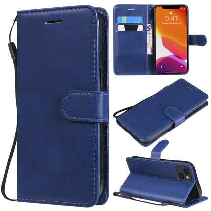 Pure Color Horizontal Flip Leather Case with Holder & Card Slots & Wallet & Lanyard For iPhone 13(Blue)-garmade.com